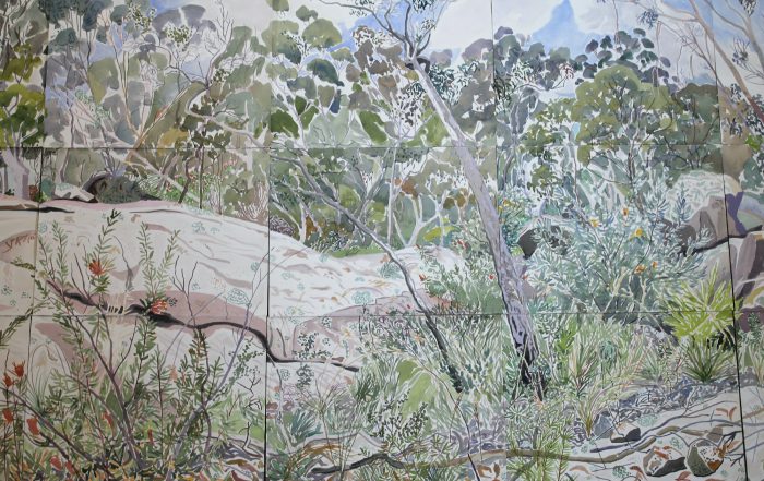 Mark Dober, Wollemi landscape (Bilpin) (detail, 168 x 532 cm), 2022, watercolour on paper
